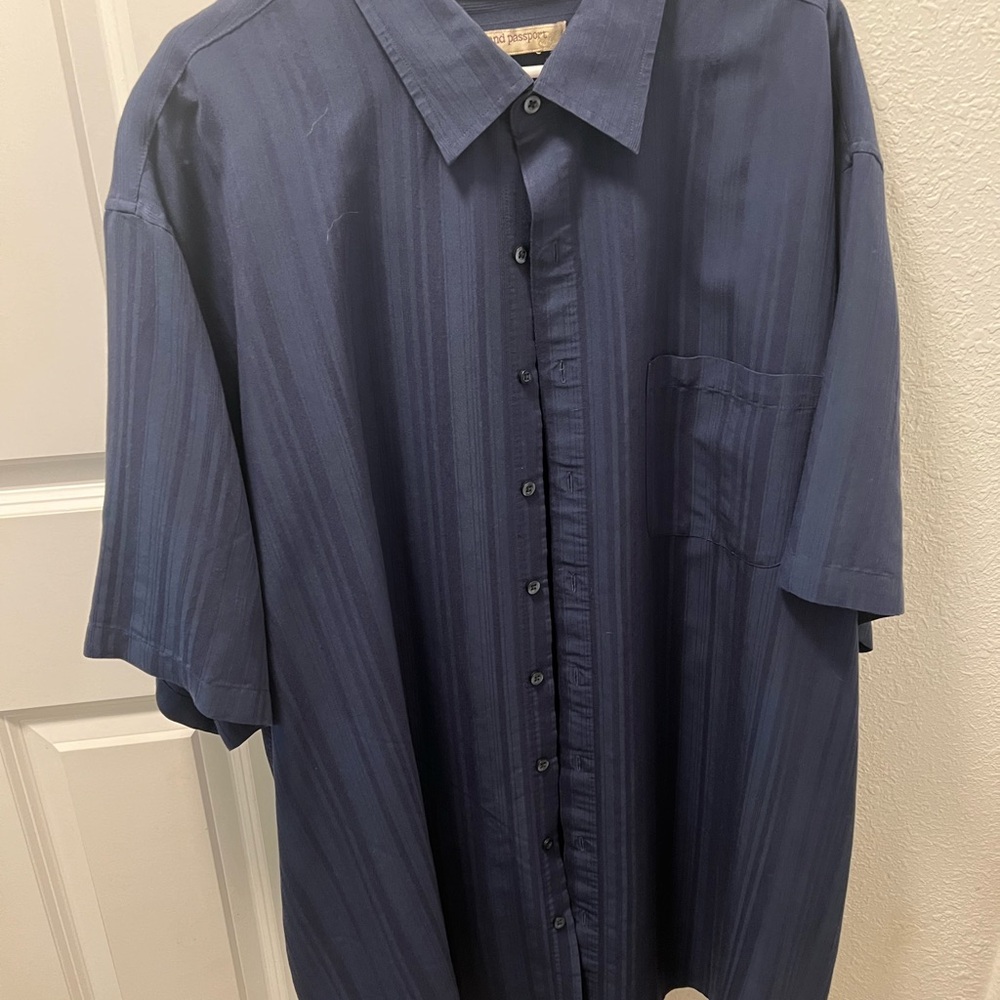 Casual Blue Button Down Shirt with Short Sleeves
